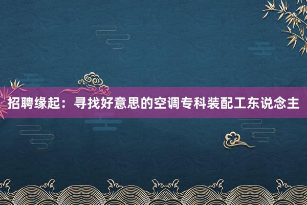 招聘缘起：寻找好意思的空调专科装配工东说念主